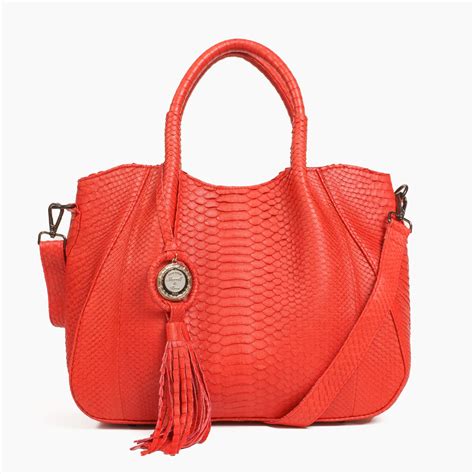 Red Python Bubble Tote Exotic Handbags Free Shipping Sherrill And Bros