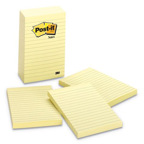 Post It Notes Original Pads In Canary Yellow Lined 4 X 6 100 Sheet
