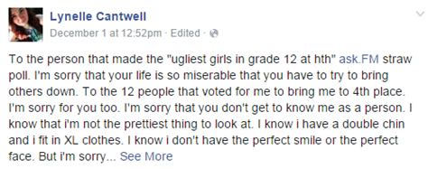 Newfoundland Teen Named In ‘ugliest Girl Poll Takes On Online Bullies