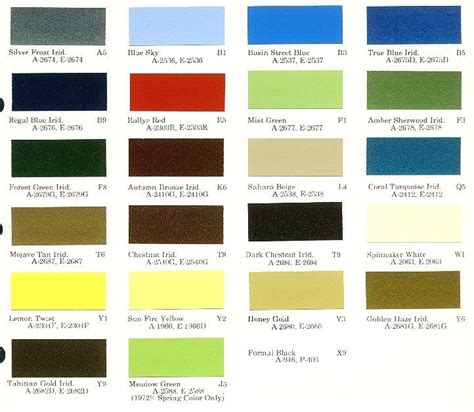 1973 Chrysler Color Chart Color Chart Color Chart