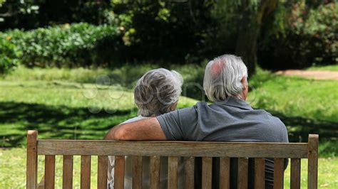 Elderly Couple Relaxing On A Bench Stock Footage 988343
