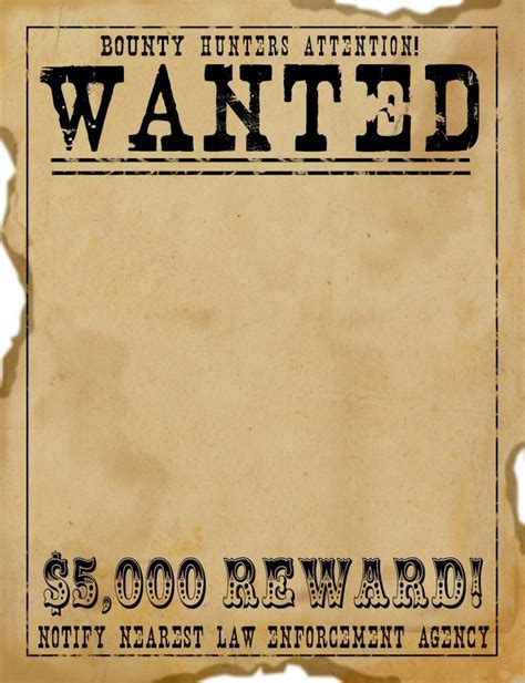 Wanted Poster Template Free Addictionary