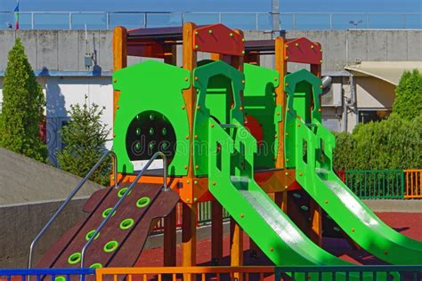 Children Playground Slides Stock Photo Image Of Handles 242814862