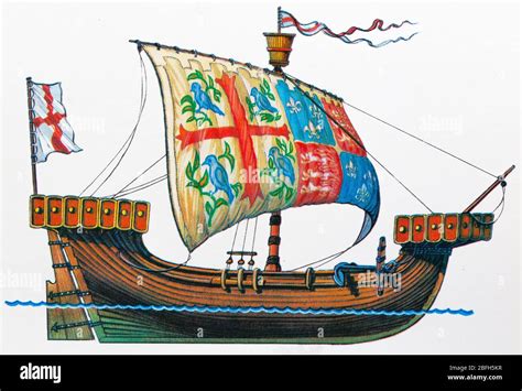 English Trade Sailing Ship 14th Century Stock Photo Alamy