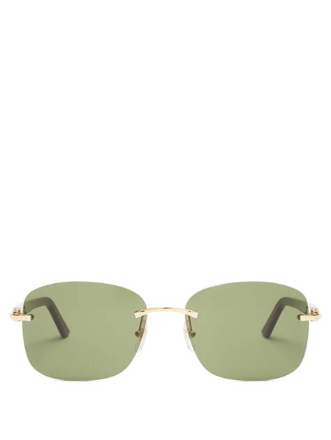 Green C Décor Rimless Acetate Sunglasses Cartier Eyewear Matchesfashion Uk