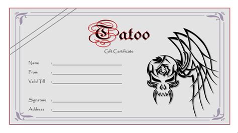 Tattoo Gift Certificate Template Free Coolest Designs Fresh