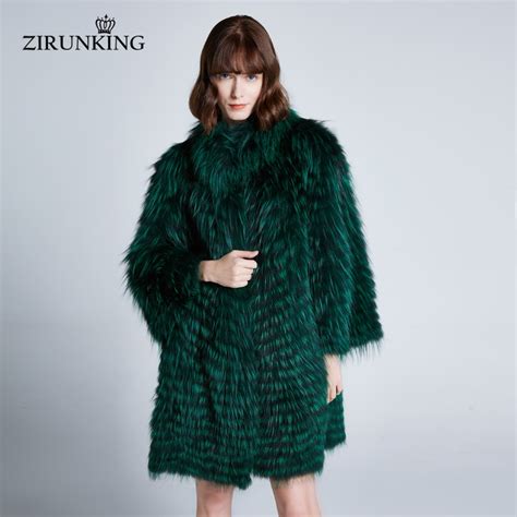 zirunking high quality women real silver fox fur coat fashion lady knitted stripe long for