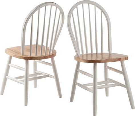 winsome wood windsor chair 2 pc set rta white and natural amazon ca home and kitchen