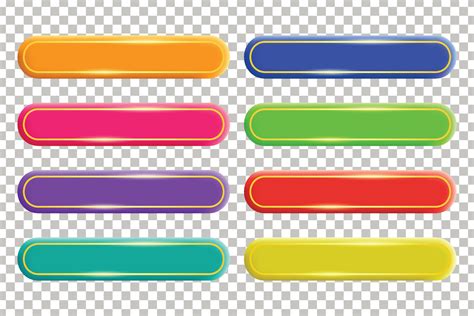 Colorful Curved Rectangle Label Banner Web Buttons Collection Vector