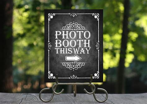 Photo Booth This Way Printable Chalkboard Wedding Sign Etsy