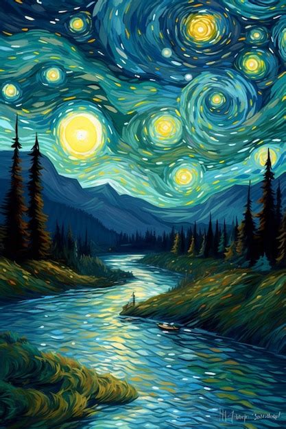 Premium Ai Image Starry Night Over The Mountains By Starry Night