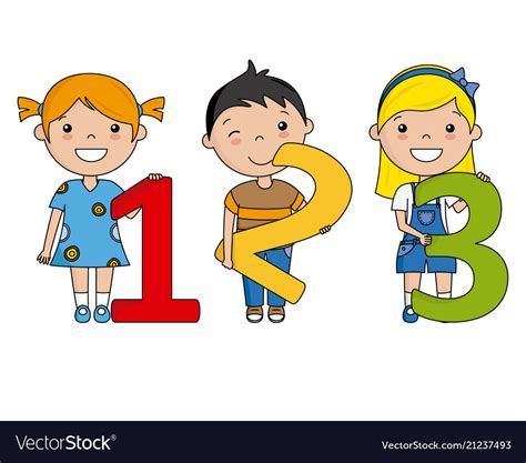 Happy Children With Numbers Royalty Free Vector Image