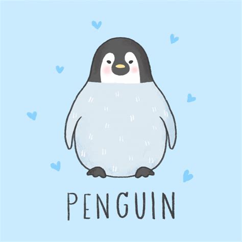 Cute Penguin Cartoon Hand Drawn Style Cute Penguin Cartoon Penguin