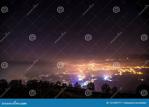 Beautiful View Of The City Of Beirut At Night Starry Sky And The
