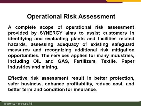 Operational Risk Assessmentas Synergy Risk Management Consultants