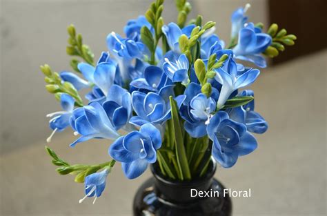 Blue Freesia Orchids Real Touch Flowers Diy Centerpieces Etsy
