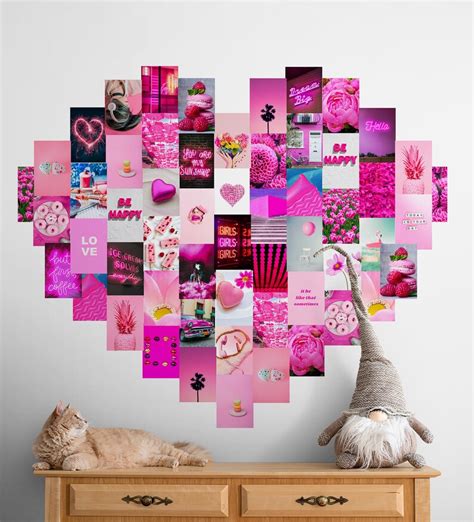 Neon Pink Wall Collage Kit Digital Hot Pink Aesthetic Room Etsy
