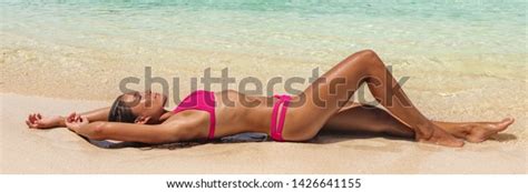 Suntan Beach Bikini Woman Lying Down Stock Photo Edit Now