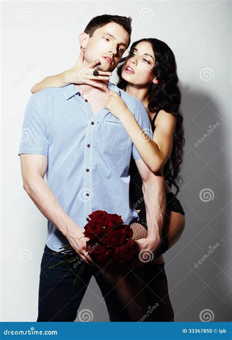 Affection Bonding Seductive Couple Man And Woman Embracing Stock
