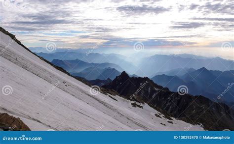 Morning And Daybreak Atmosphere In The Alps Of Switzerland With A Steep