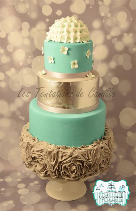 Turquoise And Gray Wedding Cake