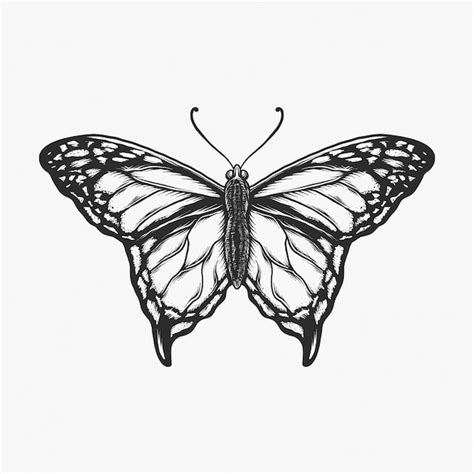 Premium Vector Hand Drawing Vintage Butterfly Monochrome Vector