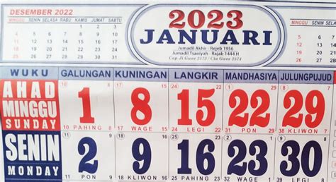 Kalender Jawa Hari Minggu 22 Januari 2023 Lengkap Weton Pasaran Wuku