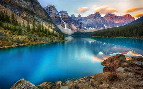 배경 화면 캐나다 호수 산 숲 아름다운 자연 풍경 1920x1200 Hd 그림 이미지