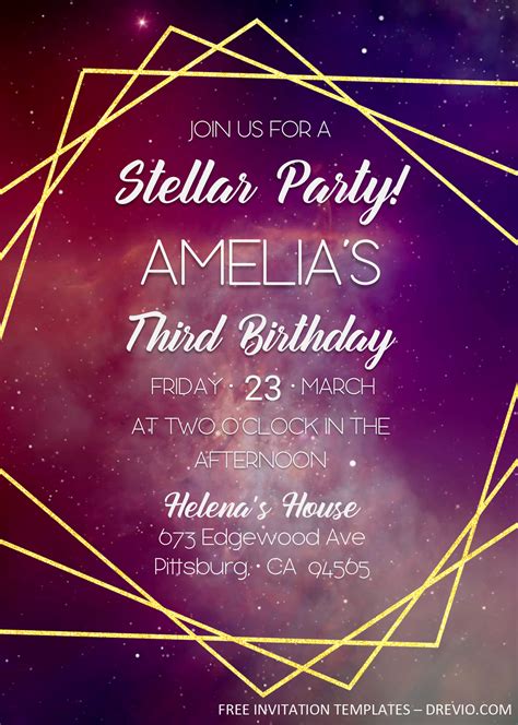 Galaxy Birthday Invitation Templates Editable With Ms Word Download