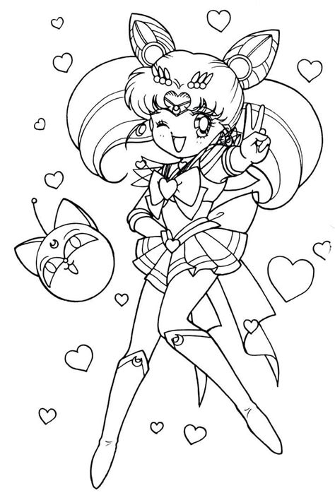 Sailor Moon Coloring Pages Chibiusa Cute Icons Easy Drawings Female