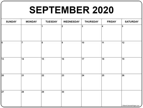 Calendar September 2020 Printable Qualads