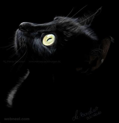 Original illustration of a black cat, perfect gift for cat lovers! Black Cat Painting By Kurochan Mimi 24