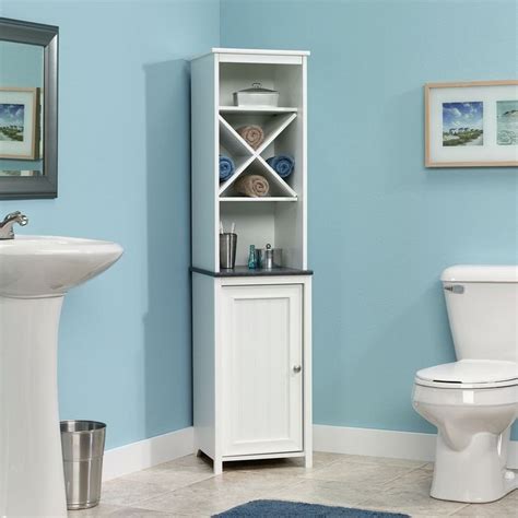 Sauder Linen Tower Bath Cabinet Soft White Finish Free