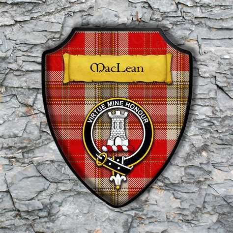Maclean Shield Plaque With Scottish Clan Coat Of Arms Badge On Clan