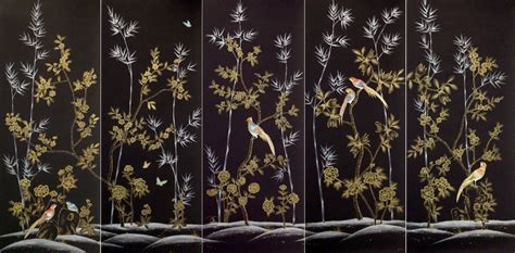 Gw Collection Chinoiserie Kenzaburo Panels Black Chinoiserie