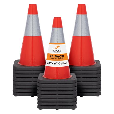 Xpose Safety 18 Inch Orange Traffic Cones With 6 Collar Multipurpose