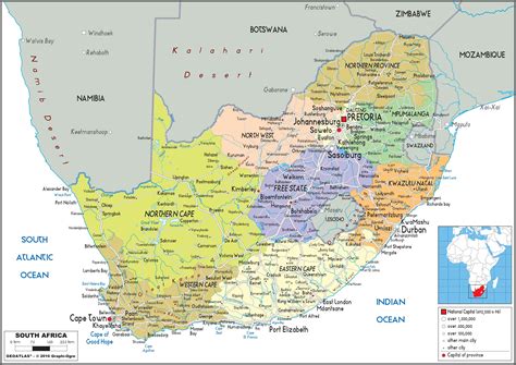 South Africa Political Wall Map By Graphiogre Mapsales