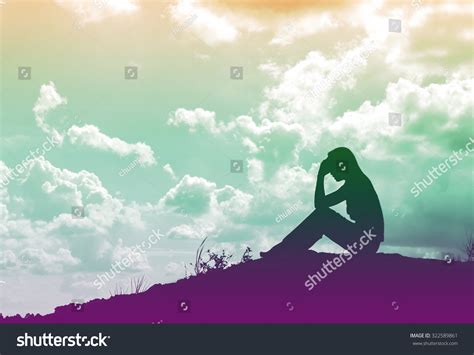 Sad Depressed Woman Sitting Alone Stock Photo 322589861 Shutterstock