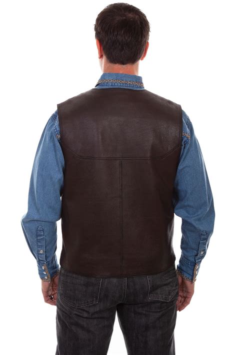 Scully Leather Rugged Button Up Vest 1012 Dk Brown Rugged Lamb
