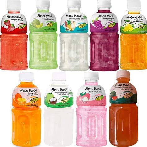 Mogu Mogu Juice Fruit Flavours 320ml X 9 Bottles Lycheemangomelon