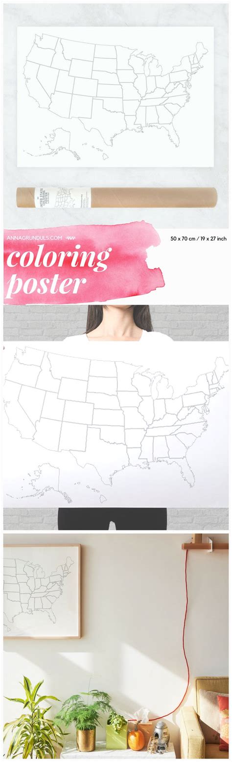 Usa Map Poster Us Travel Map United States Us Map Poster Us Etsy