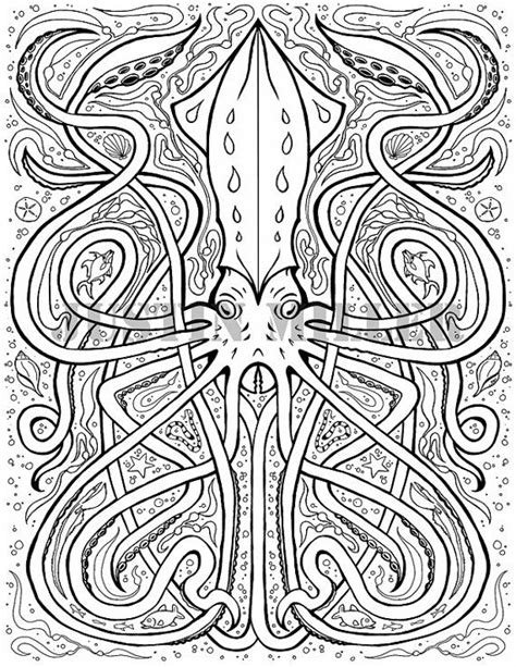 Amazon com o kroshka colorings for children autopark coloring. Giant Squid Coloring Page by TyrantKingdom on Etsy ...