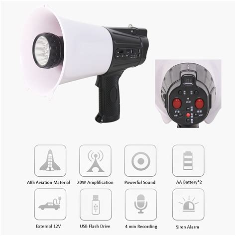 High Fidelity 20w Multipurpose Handy Megaphone With Torch Support Talk