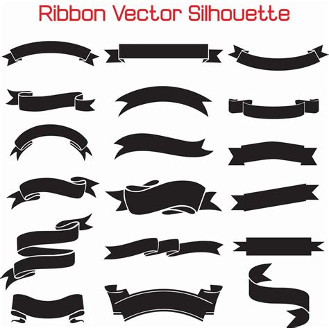 Ribbon Banner Vector Elements Set Black Ribbons Set Modern Simple