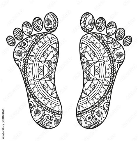 Vettoriale Stock Vector Illustration Of Black And White Mandala Feet