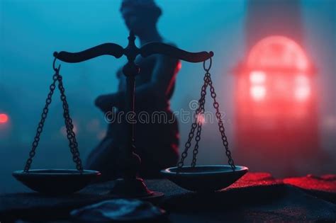 Legal Law Concept Silhouette Of The Statue Of Justice On With Lights