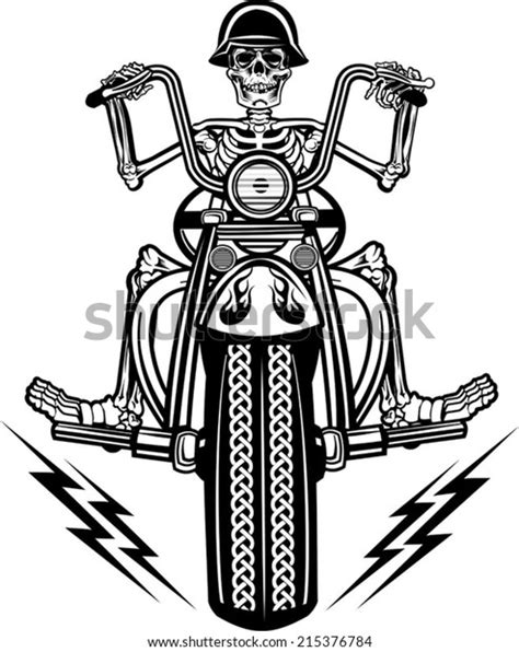 Skeleton On Motorcycle Stock Vector Royalty Free 215376784