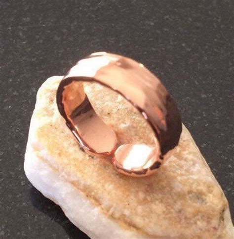 Copper Ring R06h 6gs Adjustable Heavy Hammered Shiny Pure Etsy