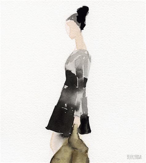 Woman In A Black And Gray Dress Fashion Illustration Art