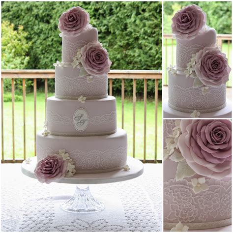 Tiers And Tiaras Scalloped Lace Wedding Cake